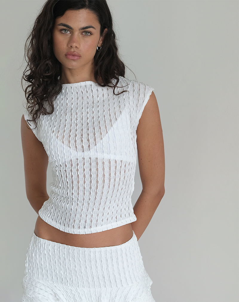 Top Nova en blanc froissé