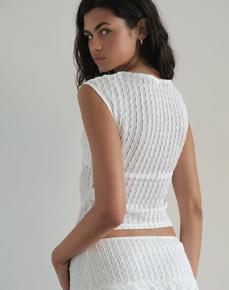 Top Nova en blanc froissé