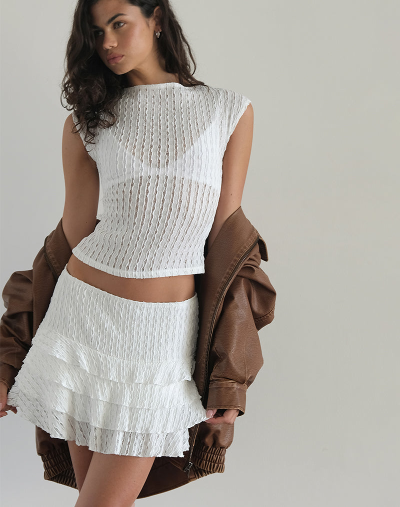 Minijupe Carlota, blanc froissé