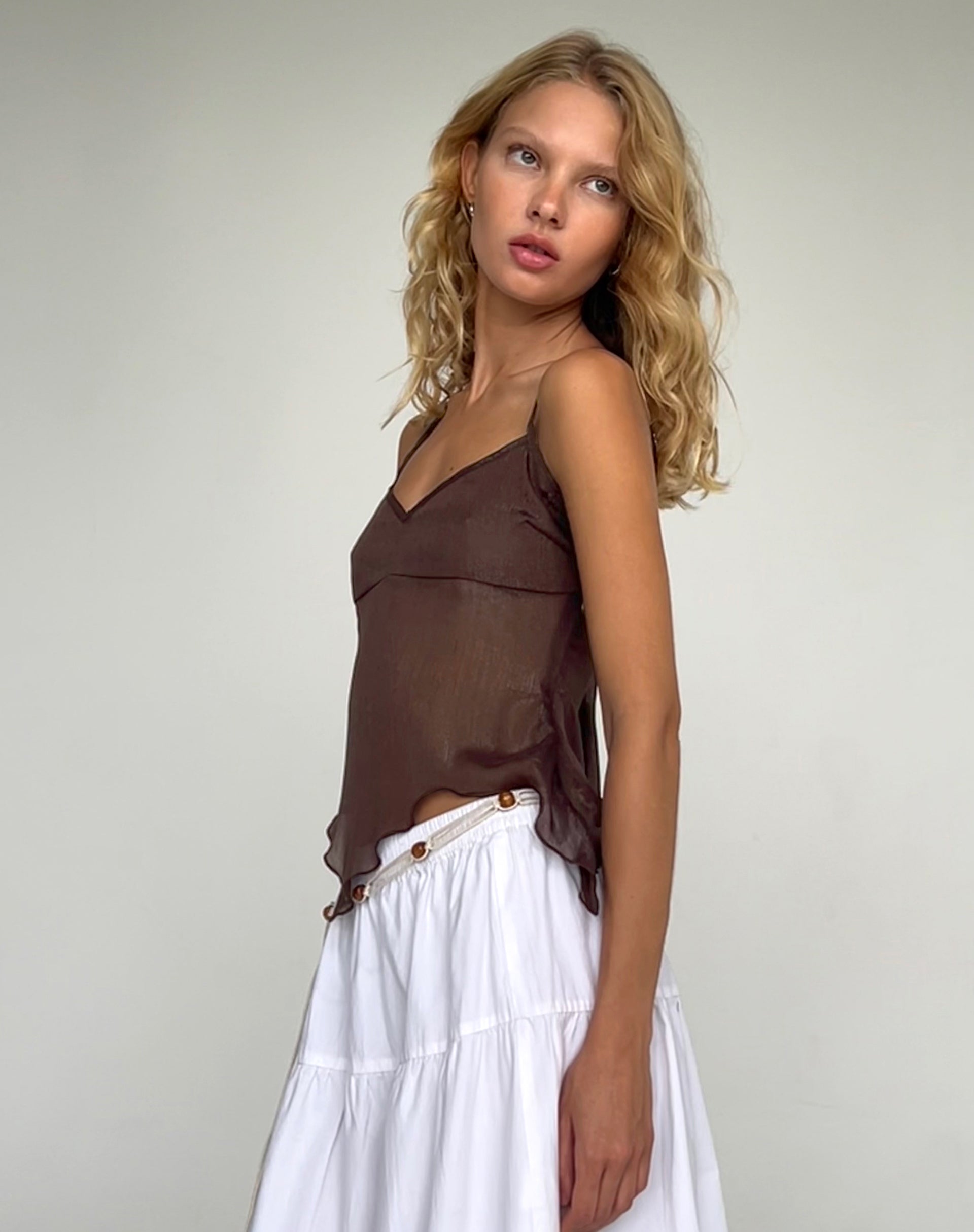 Image de Carmeline Longline Cami Top in Shimmer Brown