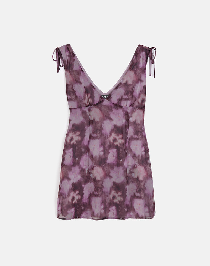 Image of Carmila Mini Dress in Chiffon Floral Purple