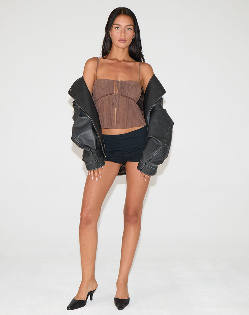 Image de Carmina Tie Front Top in Mesh Brown