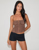 Image de Carmina Tie Front Top in Mesh Brown