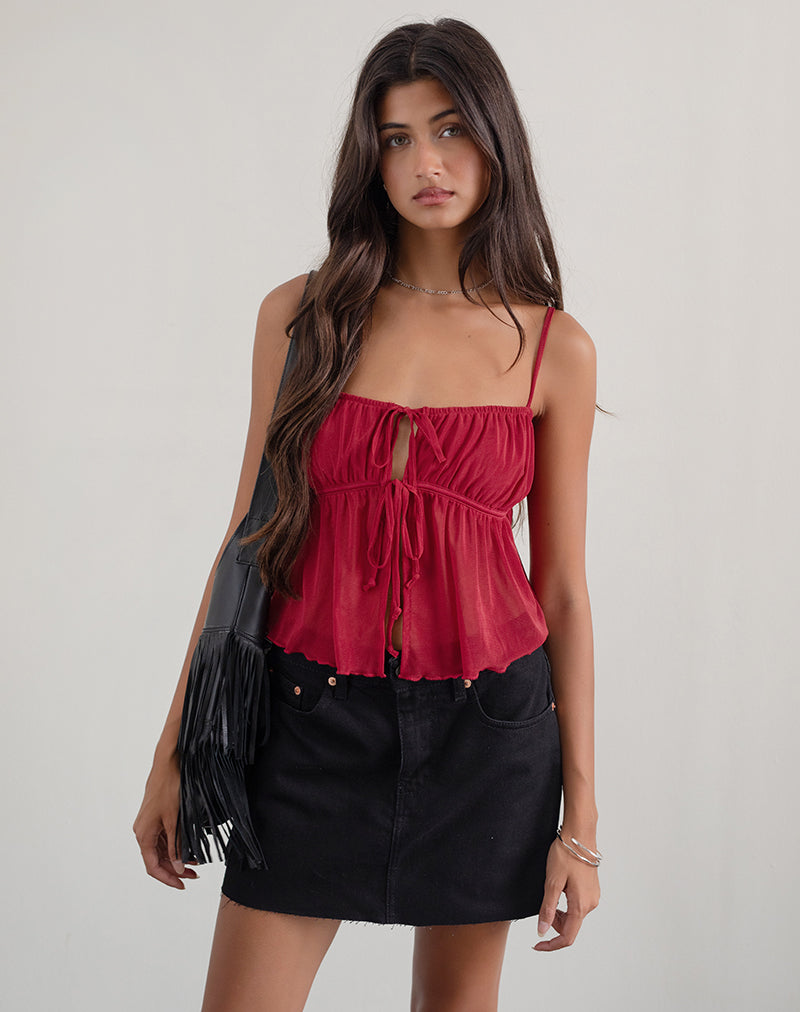 Image de Carmina Cami Top in Mesh Cherry