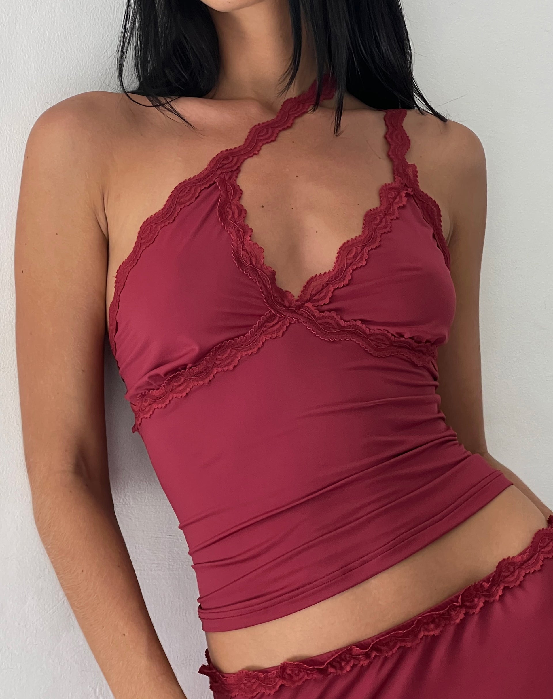 Image de Carolina One Shoulder Top in Dark Cherry