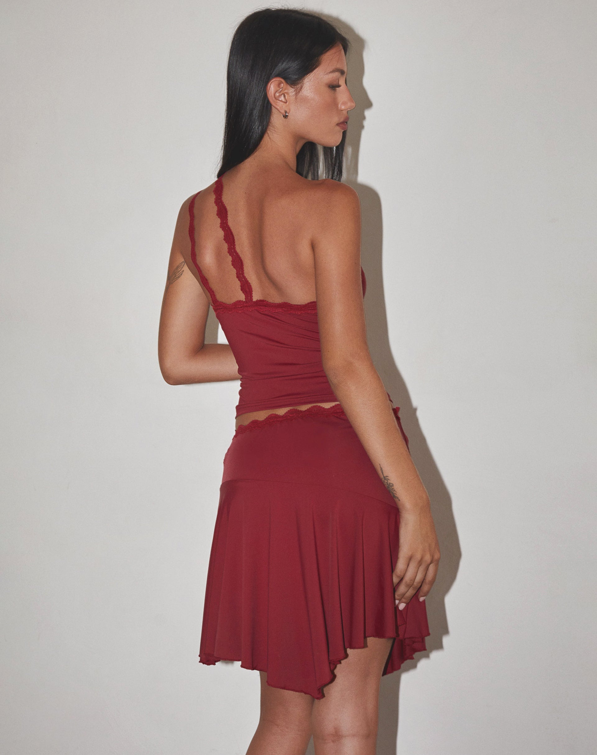Image de Carolina One Shoulder Top in Dark Cherry