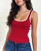 Image de Cartas Top en rouge adrénaline avec dentelle rose