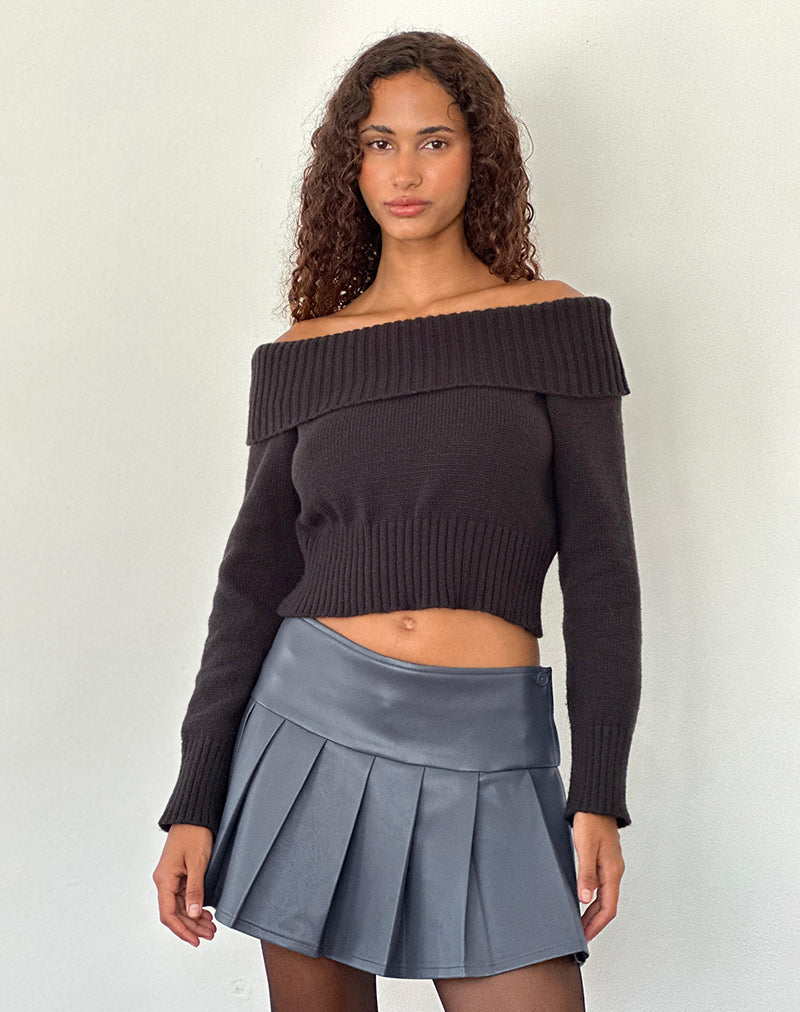 Image de Casini Micro jupe plissée en PU Gris ardoise
