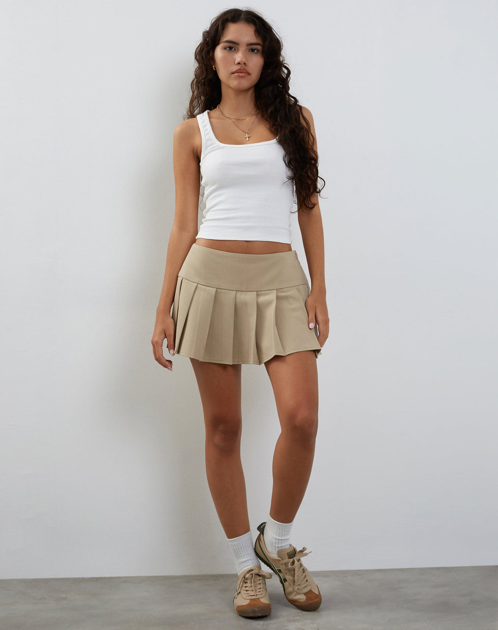 Jupe micro plissée Casini, tailleur Stone Grey