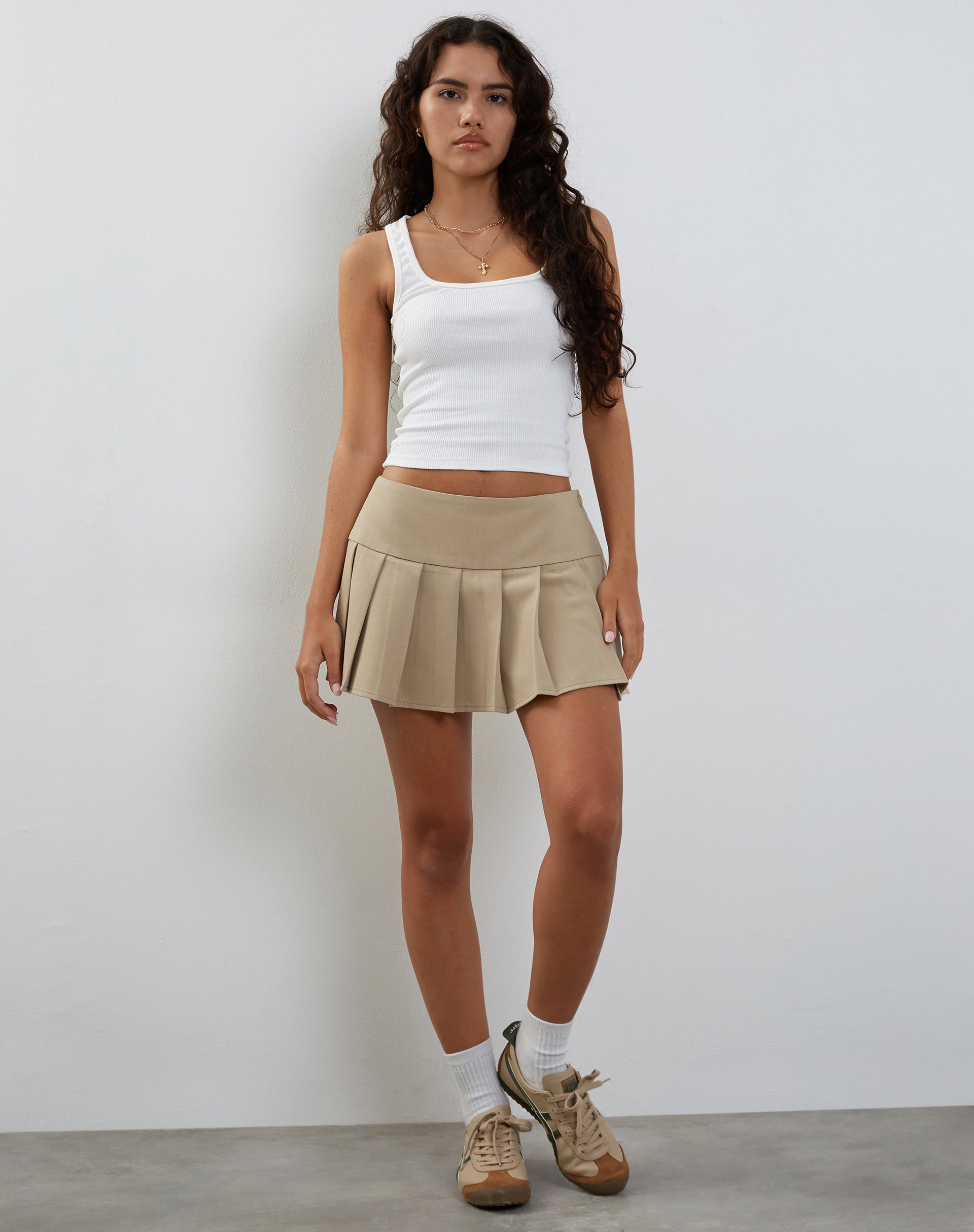 Image de Casini Micro Jupe plissée en Tailoring Stone Greyv