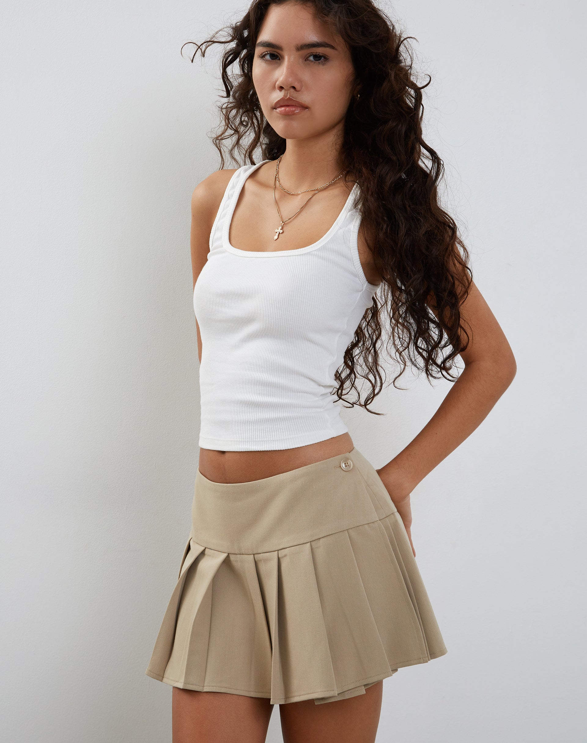 Image de Casini Micro jupe plissée en Tailoring Stone Grey