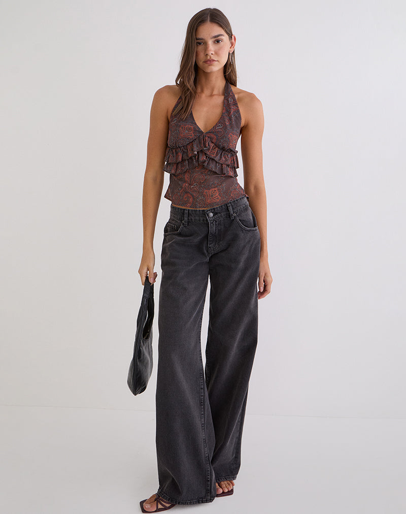 Image du haut Casoya en mousseline royale à motif cachemire bordeaux