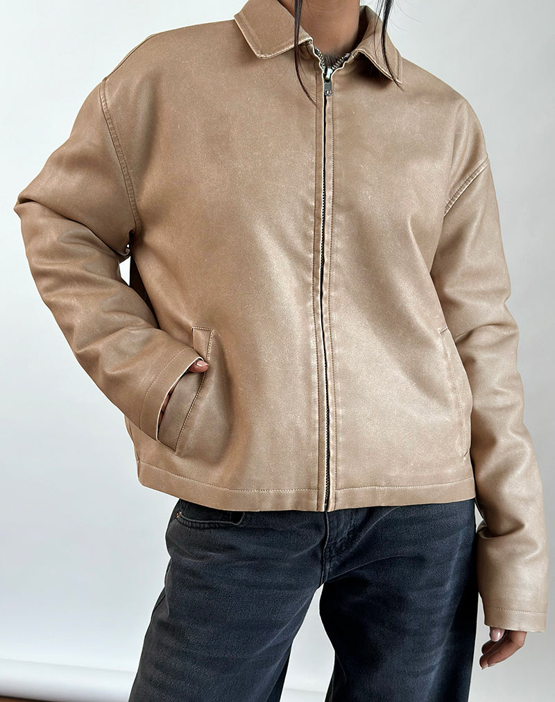 Image de la veste Catalin en PU usé Sand