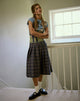 Image de la jupe midi plissée Catelyn, Navy Mustard Check
