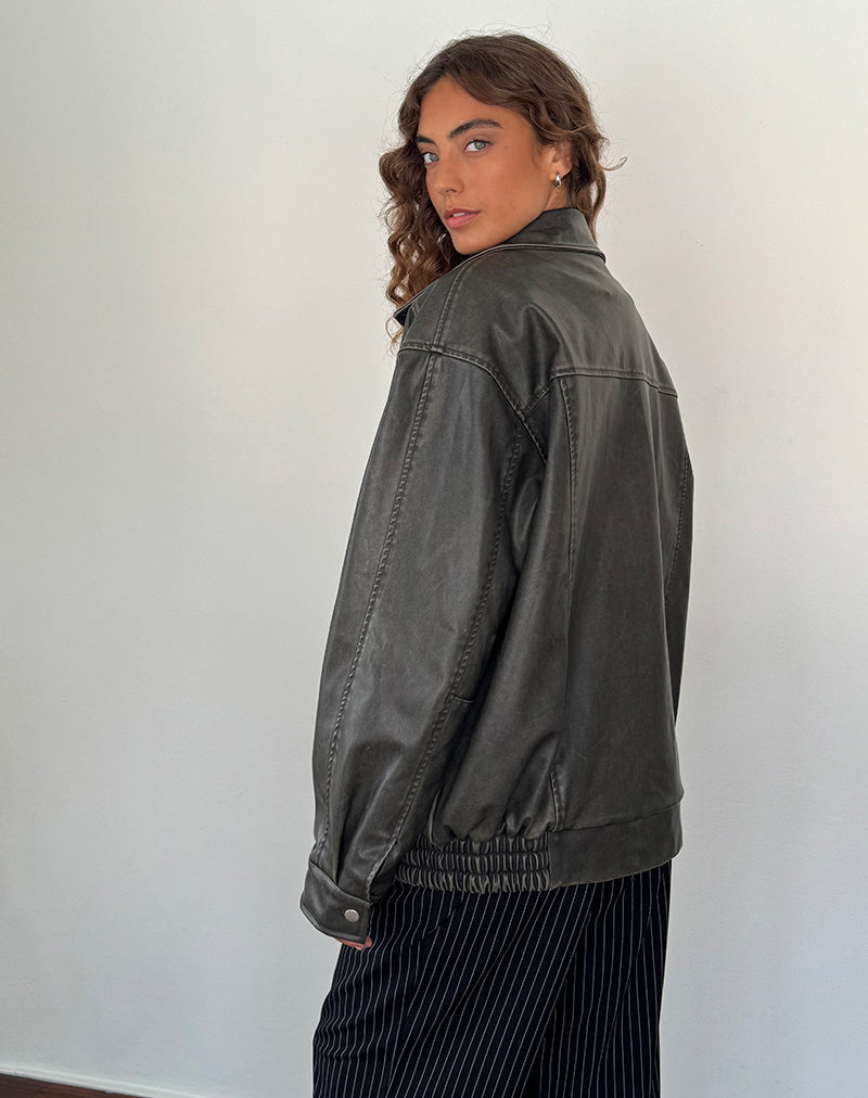 Image de la veste Cavita Distressed Jacket en PU Olive