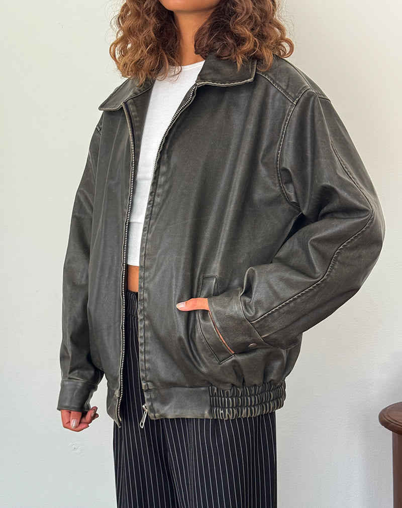 Image de la veste Cavita Distressed Jacket en PU Olive