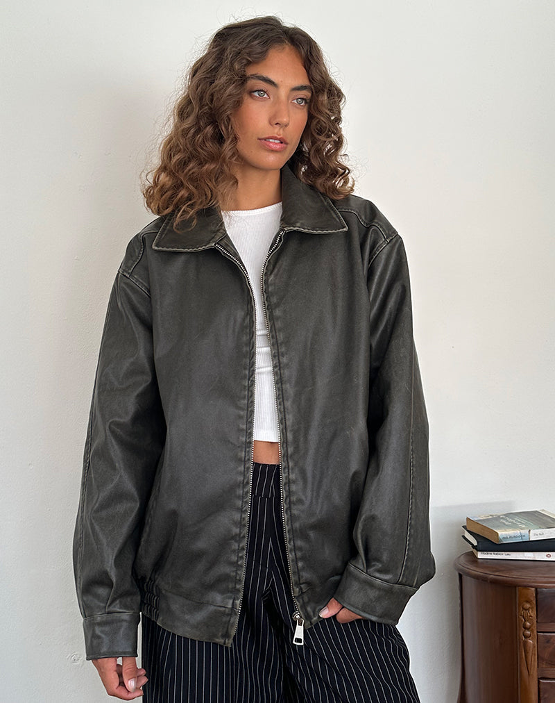 Image de la veste Cavita Distressed Jacket en PU Olive