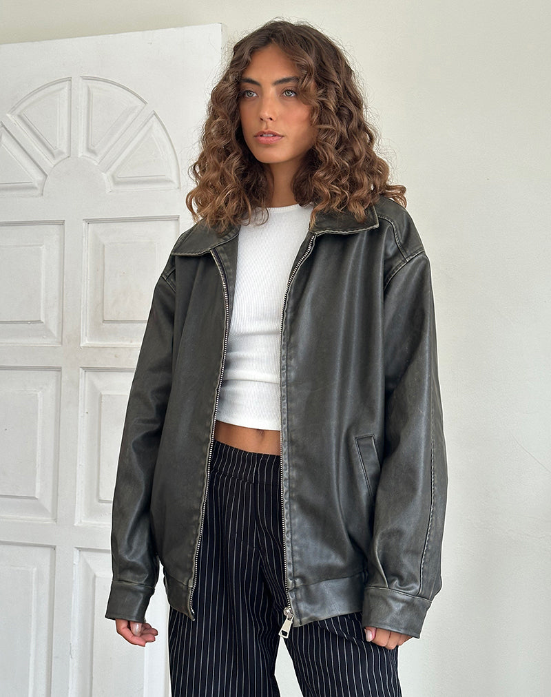 Veste Cavita Distressed en PU Olive