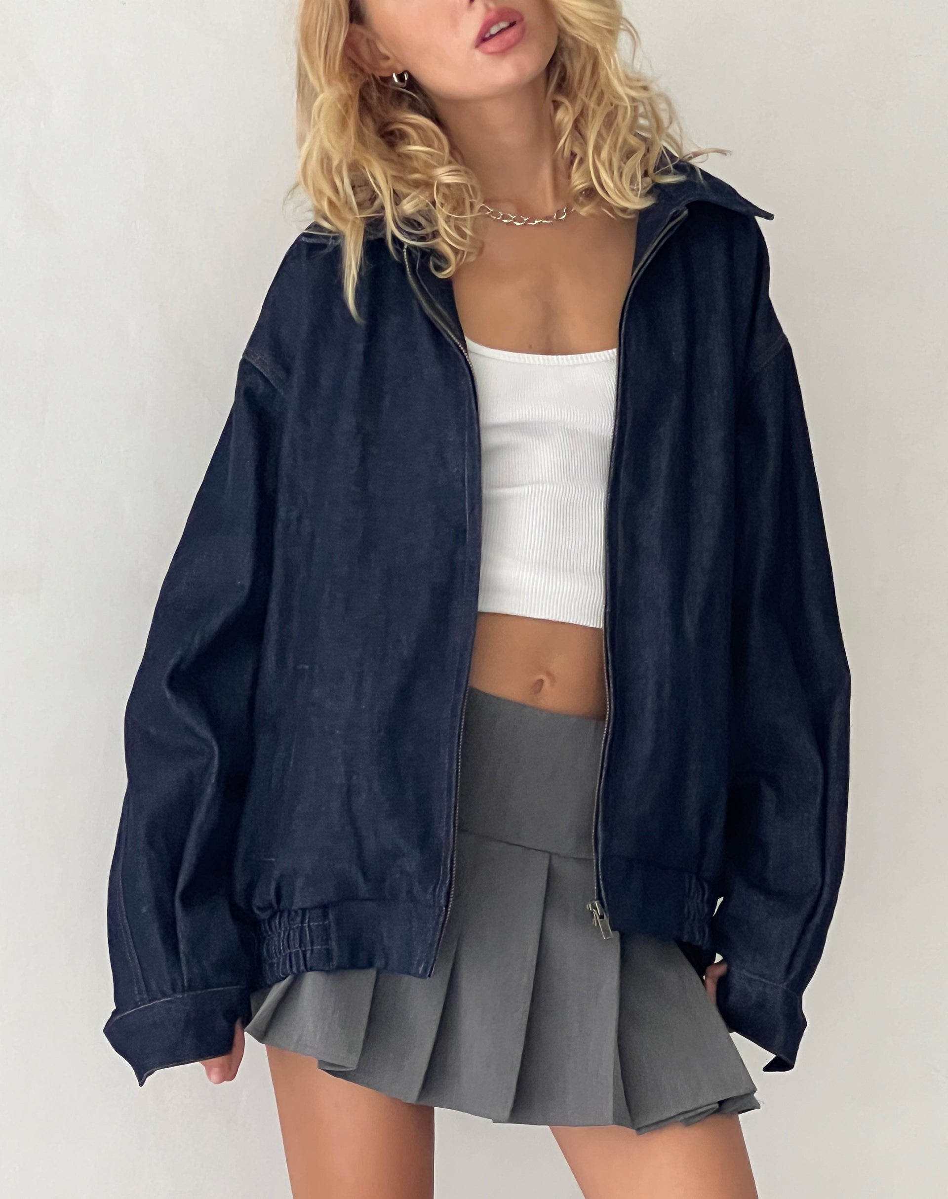 Image de la veste Cavita en denim indigo