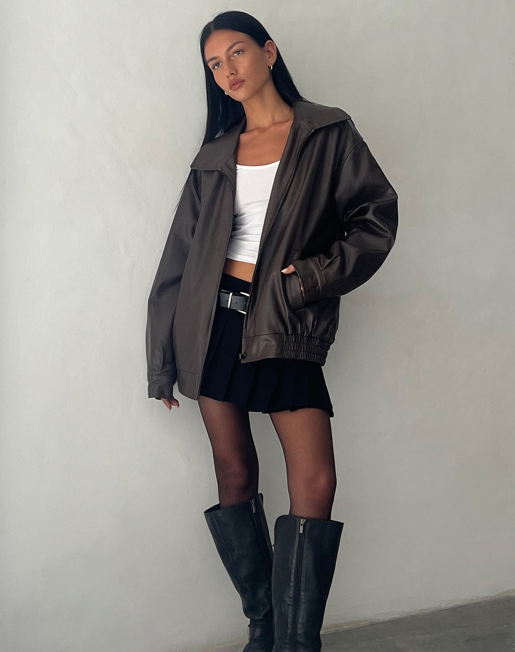 Veste Cavita en PU chocolat amer