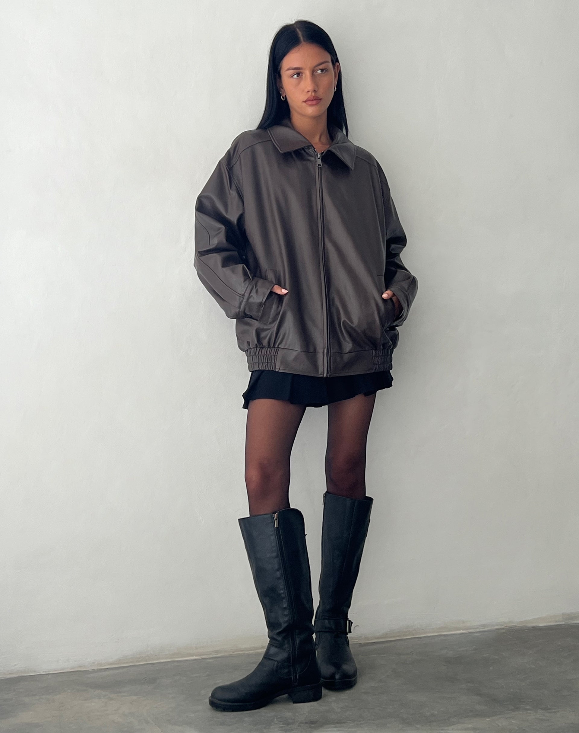 Image de la veste Cavita en Pu Chocolat amer