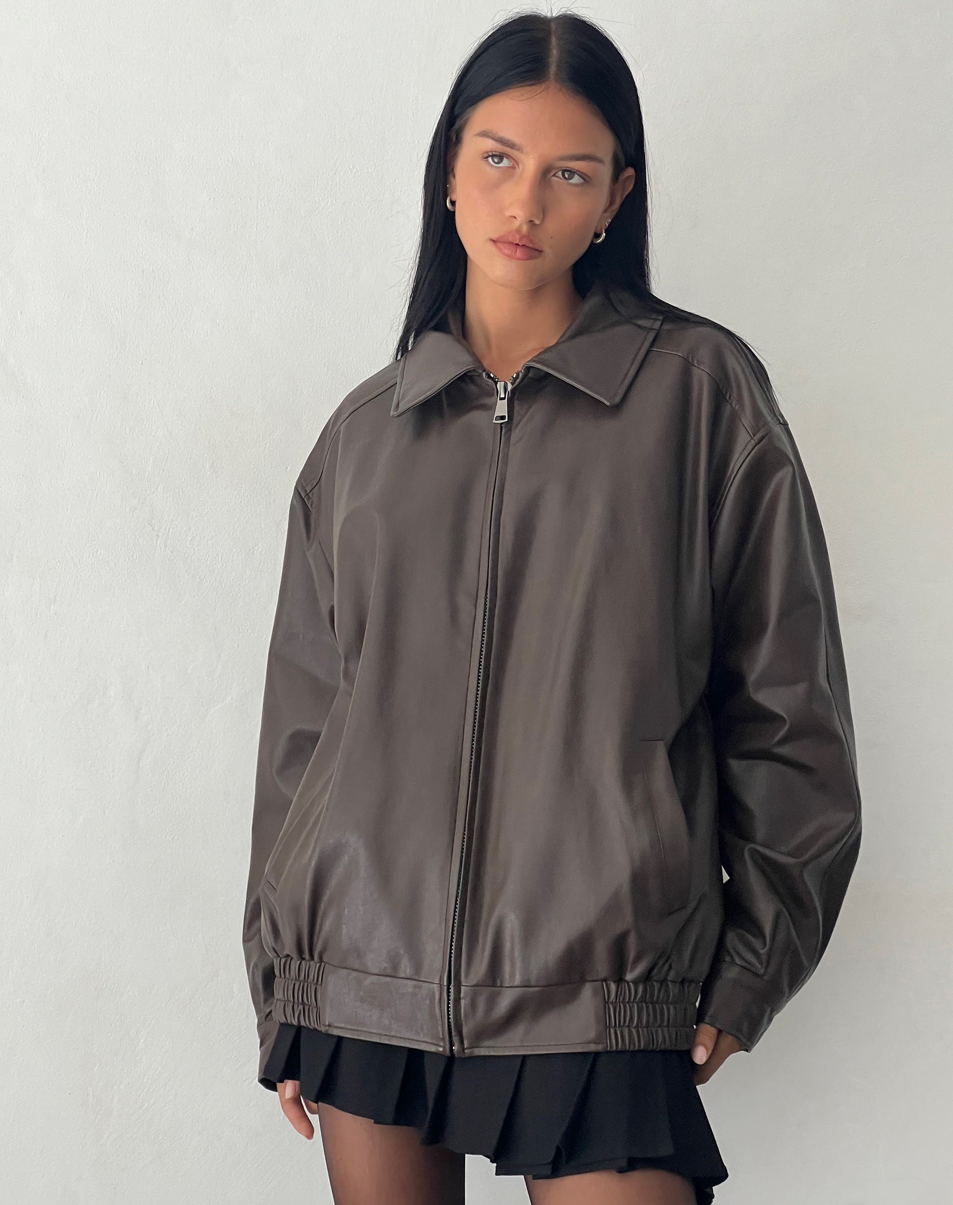 Image de la veste Cavita en Pu Chocolat amer