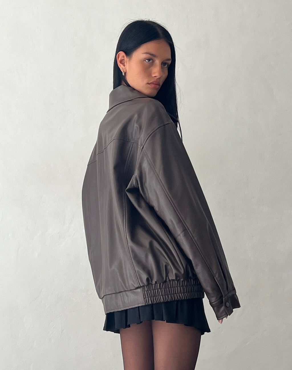 Veste Cavita en PU chocolat amer