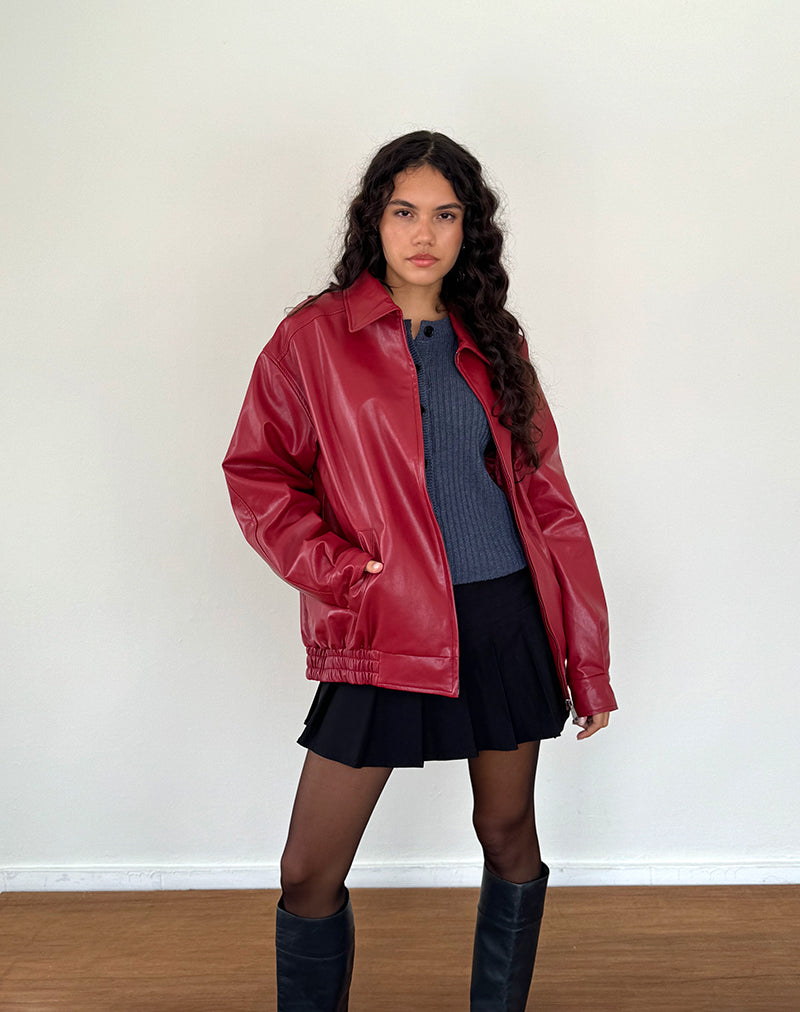 Veste Cavita en PU, rouge sang