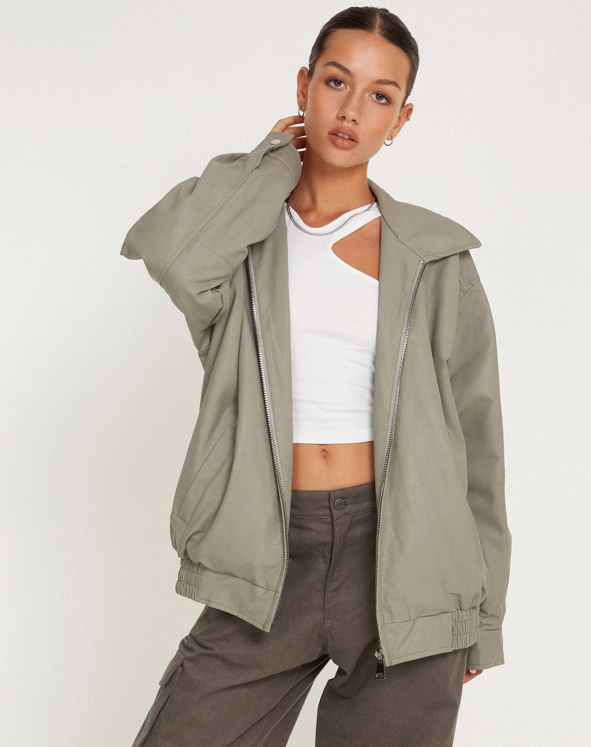 Image de la veste Cavita en PU gris