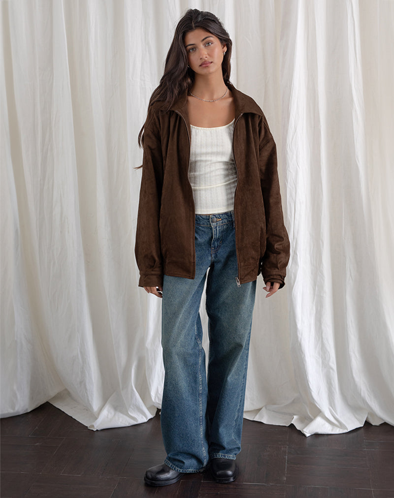 Image de la veste Cavita en faux daim marron