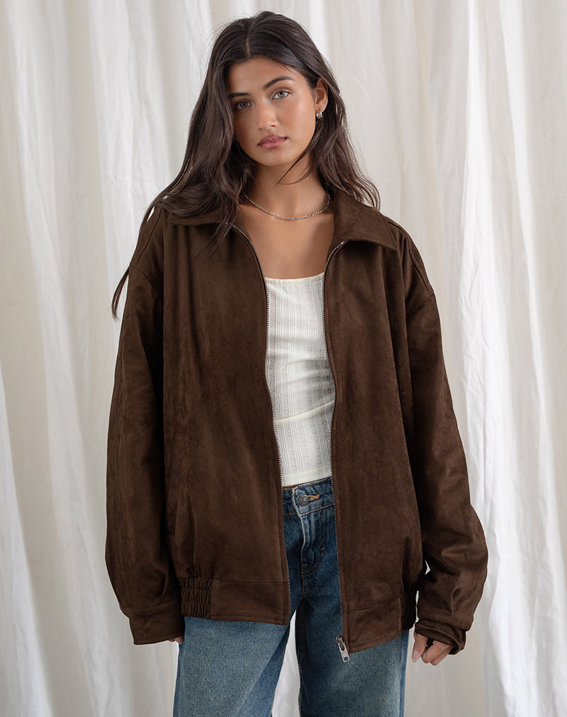 Veste Cavita en faux daim marron