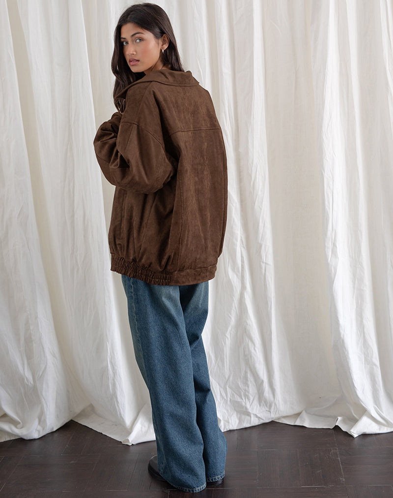 Image de la veste Cavita en faux daim marron