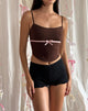 Image de Ceisya Corset Top in Bitter Chocolate with Pink Bow