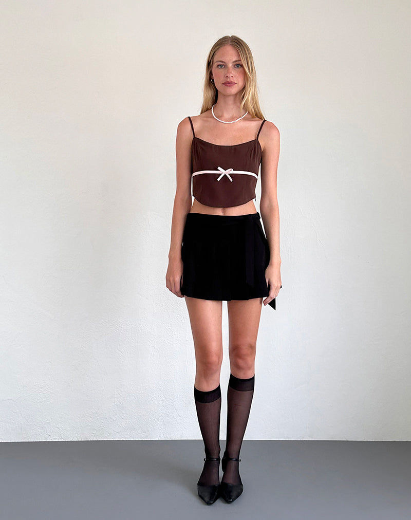 Image de Ceisya Corset Top in Bitter Chocolate with Pink Bow