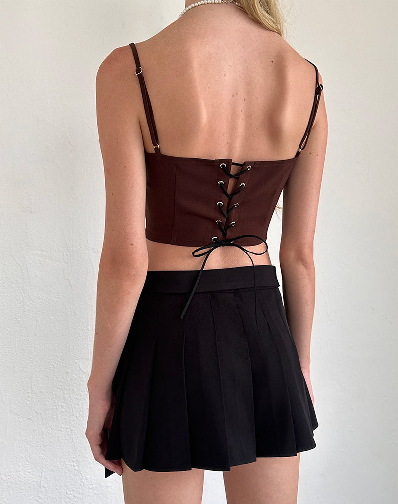 Image de Ceisya Corset Top in Bitter Chocolate with Pink Bow