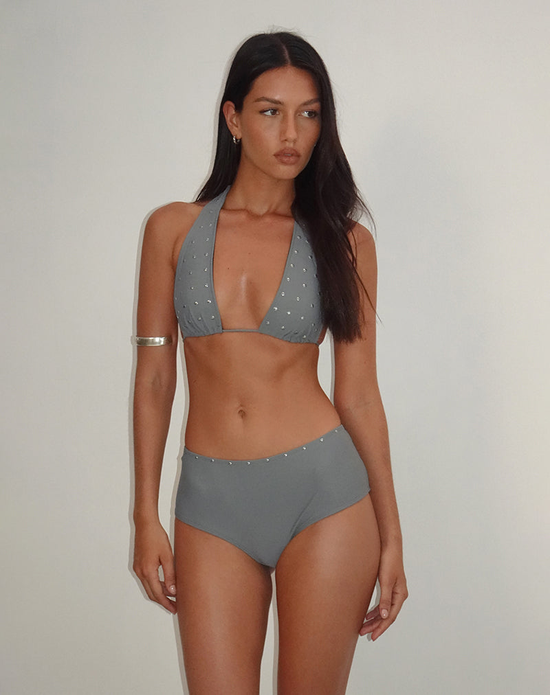 Bas de bikini Kairi en anthracite avec clous