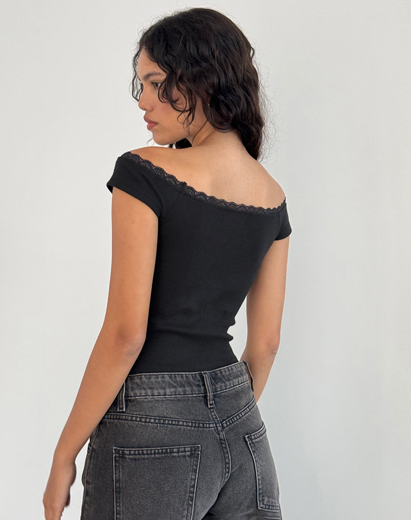Image de Chacha Top in Black Rib Lace