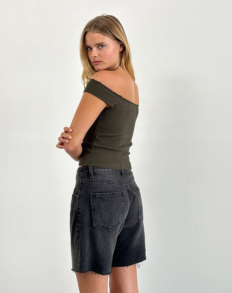Image de Chacha Top in Olive Rib Lace