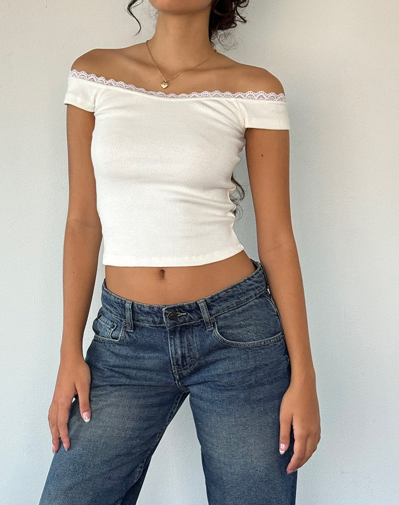 Image de Chacha Top in Off White Rib Lace