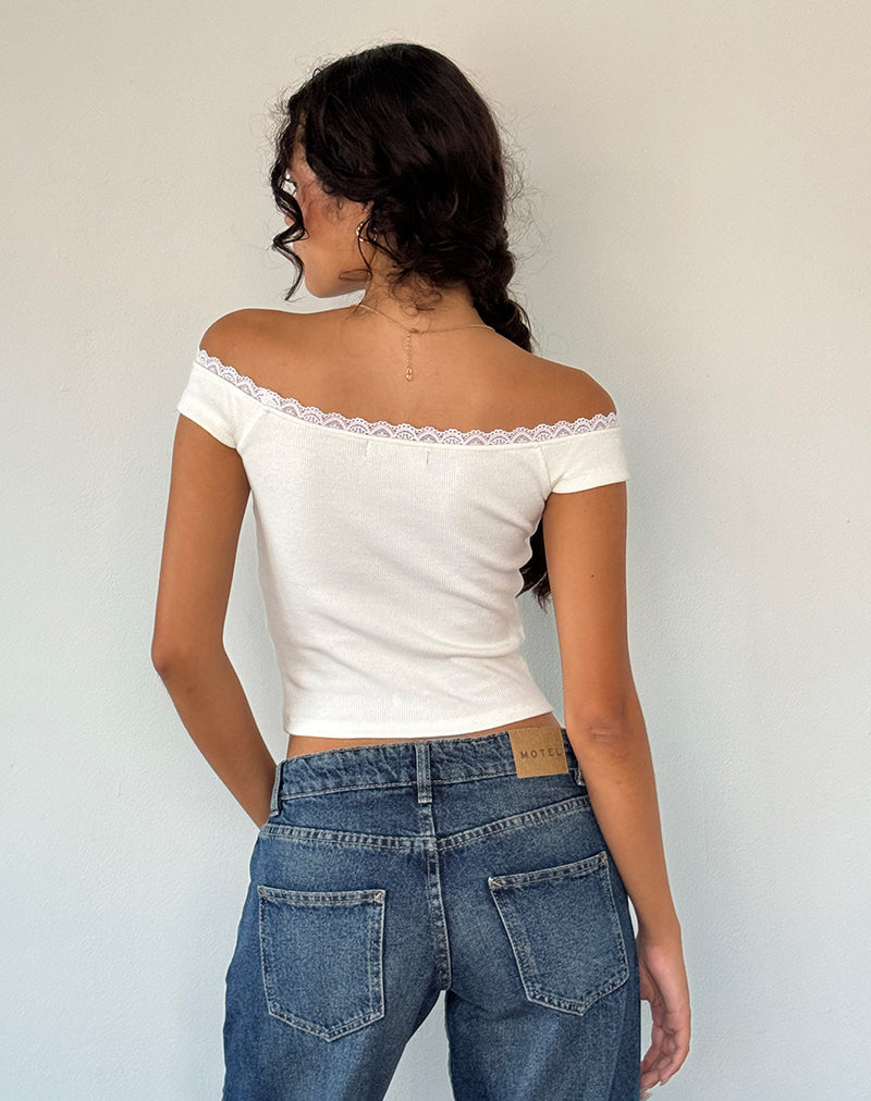Image de Chacha Top in Off White Rib Lace