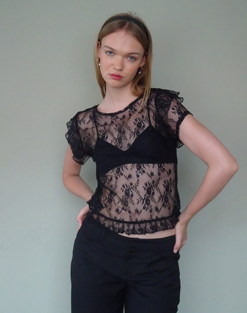 Image de Champel Top in Wild Rose Lace Black