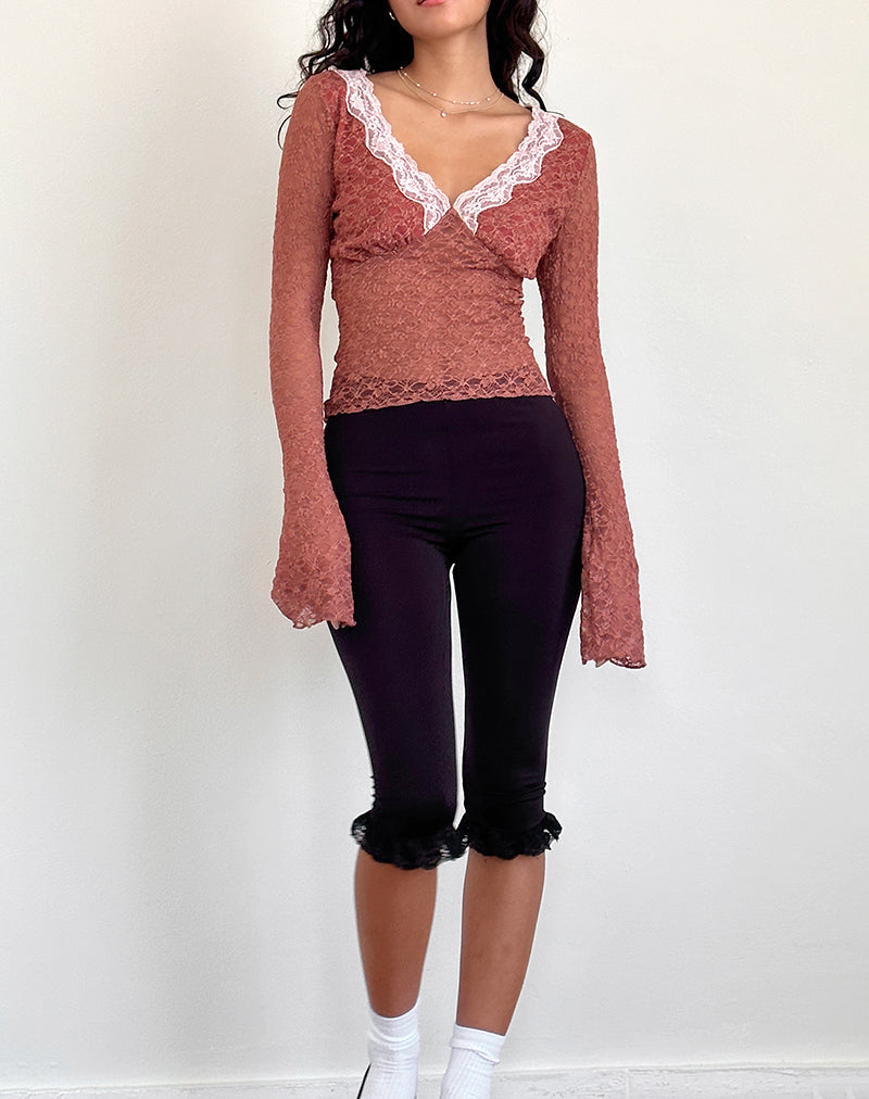 Image de Chantal Long Sleeve Lace Top in Withered Rose