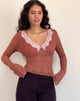 Image de Chantal Long Sleeve Lace Top in Withered Rose