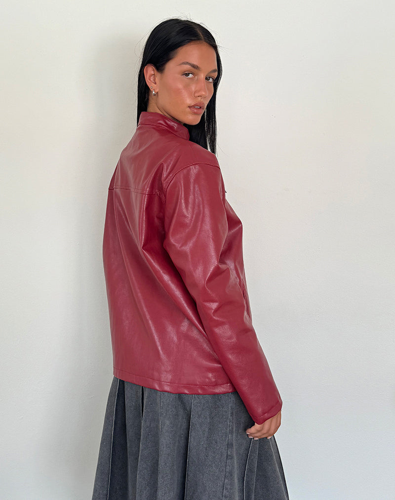 Image de la veste Moto Charlize en PU rouge