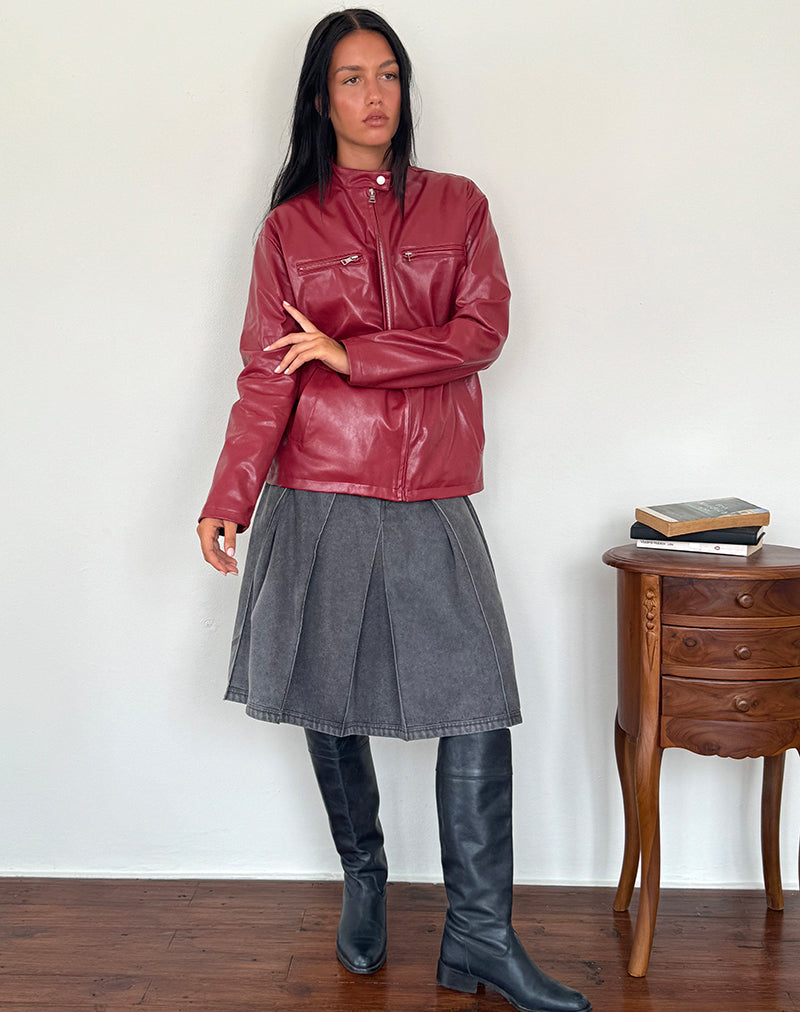 Blouson Moto Charlize en PU rouge