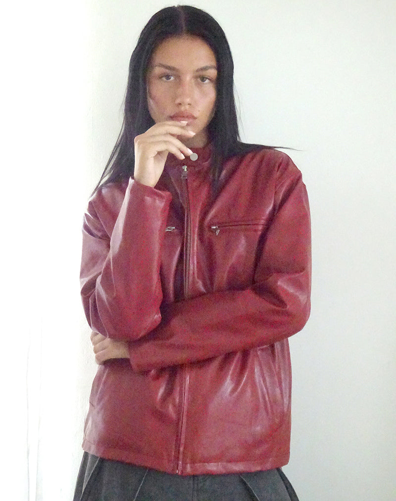 Image de la veste Moto Charlize en PU rouge