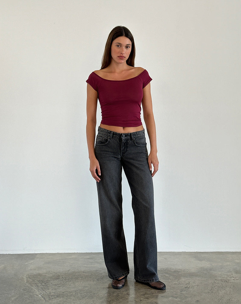 Image de Charya Off Shoulder Top in Burgundy
