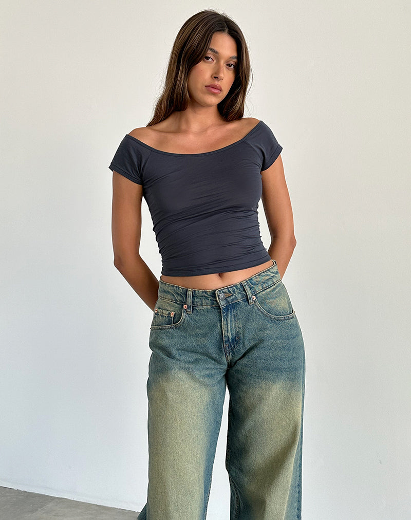 Charya Off The Shoulder Top in Ocean Storm (Top à épaules dénudées)