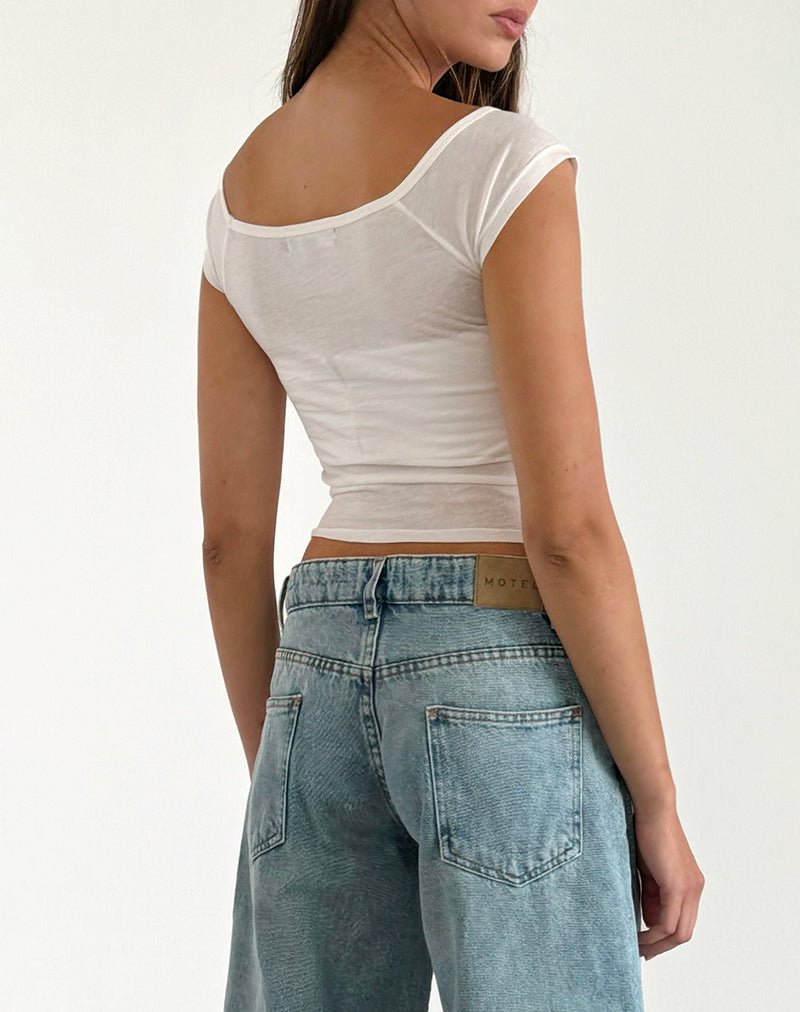 Image de Roomy Extra Wide Low Rise Jeans in Washed Blue Green
