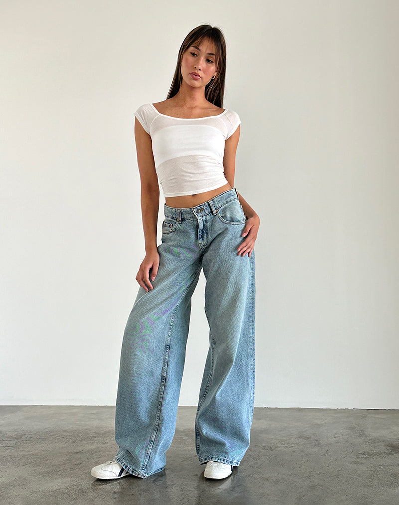 Charya Off The Shoulder Top in Off White (Top asymétrique en blanc cassé)
